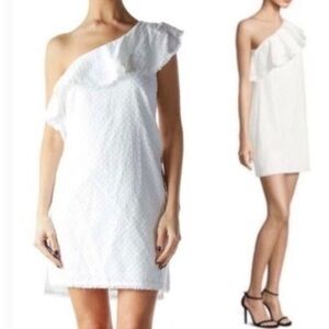 Cloth &Stone for Anthro One-Shoulder Eyelet Ruffle Mini Dress feminine coastal